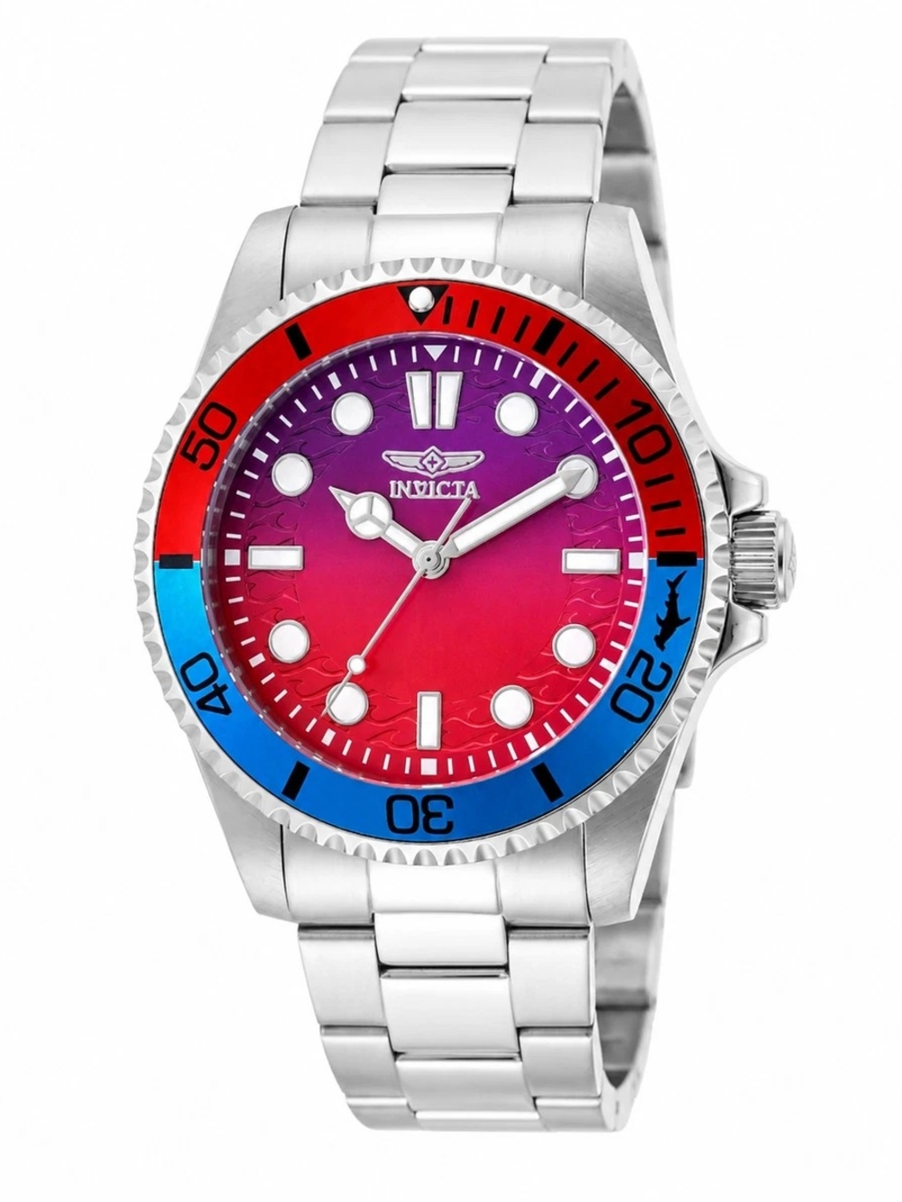 Invicta Pro Diver Kromatyk Men's Watch - 43mm Silver w/ Red & Purple Gradient